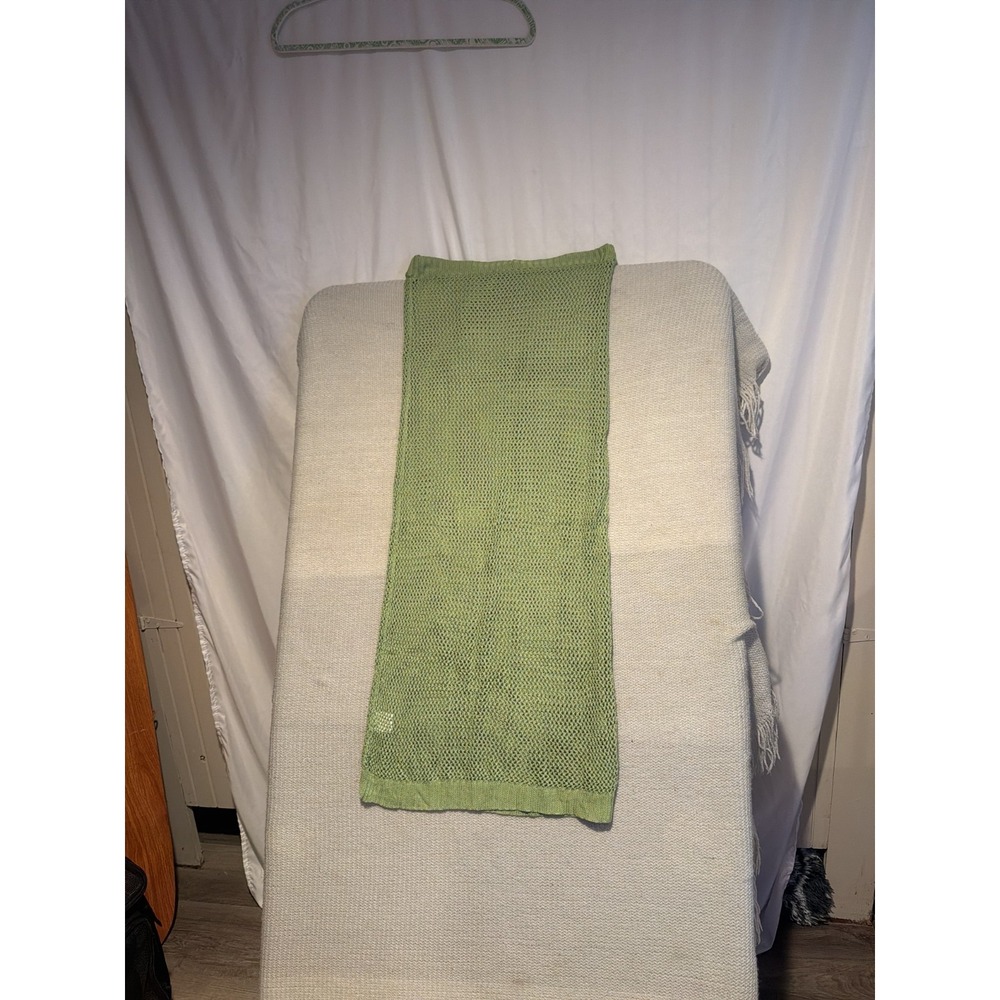 Women's Green Crochet Knit Maxi Skirt Size S Drawstring Sheer Open Knit Boh - Picture 2 of 3